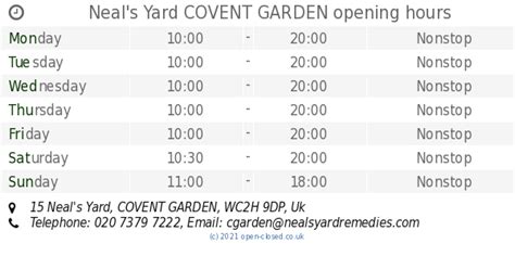 covent garden opening times.